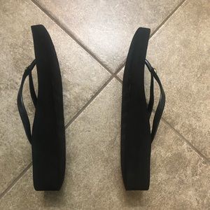 Tory Burch Black Wedge Flip Flops